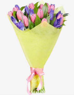 Tulips and Iris Bouquet Image