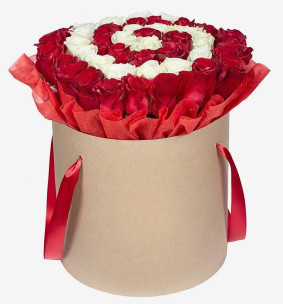 Caixa de Rosas Vermelhas e Brancas Image