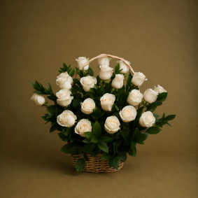 Cesta de Rosas Brancas