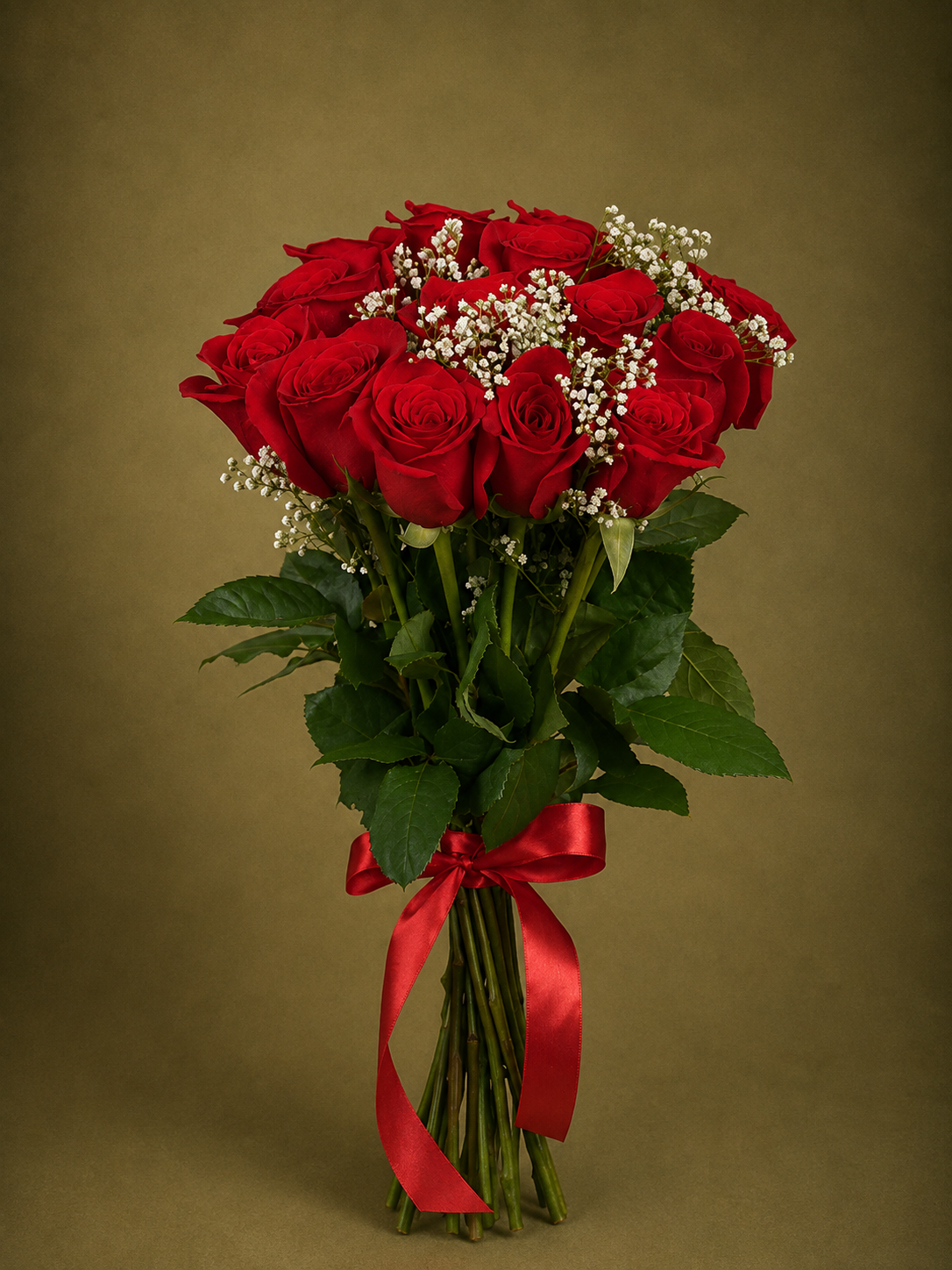 Buquê de Rosas e Gipsófila