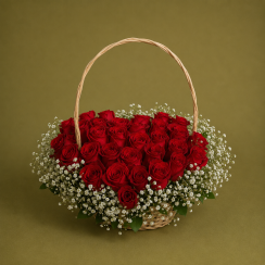 Cesta Coração de Rosas